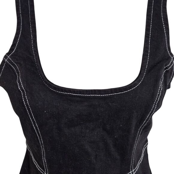 Cotton On Black Heavy Stretch Mini Jumper Overall Dress - Picture 2 of 7